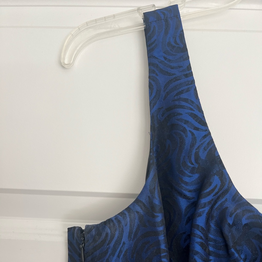 Blue V-Neck Cocktail Dress - Picture 8 of 14